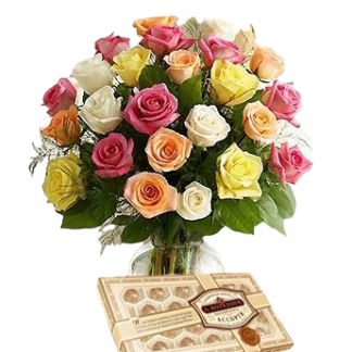 25 colorful roses with chokolates | Flower Delivery Vladivostok