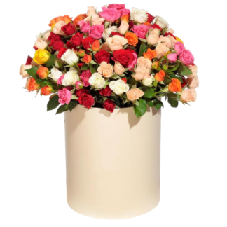 Mixed roses in a hatbox | Flower Delivery Vladivostok