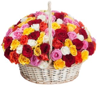 51 colorful roses in the basket | Flower Delivery Vladivostok